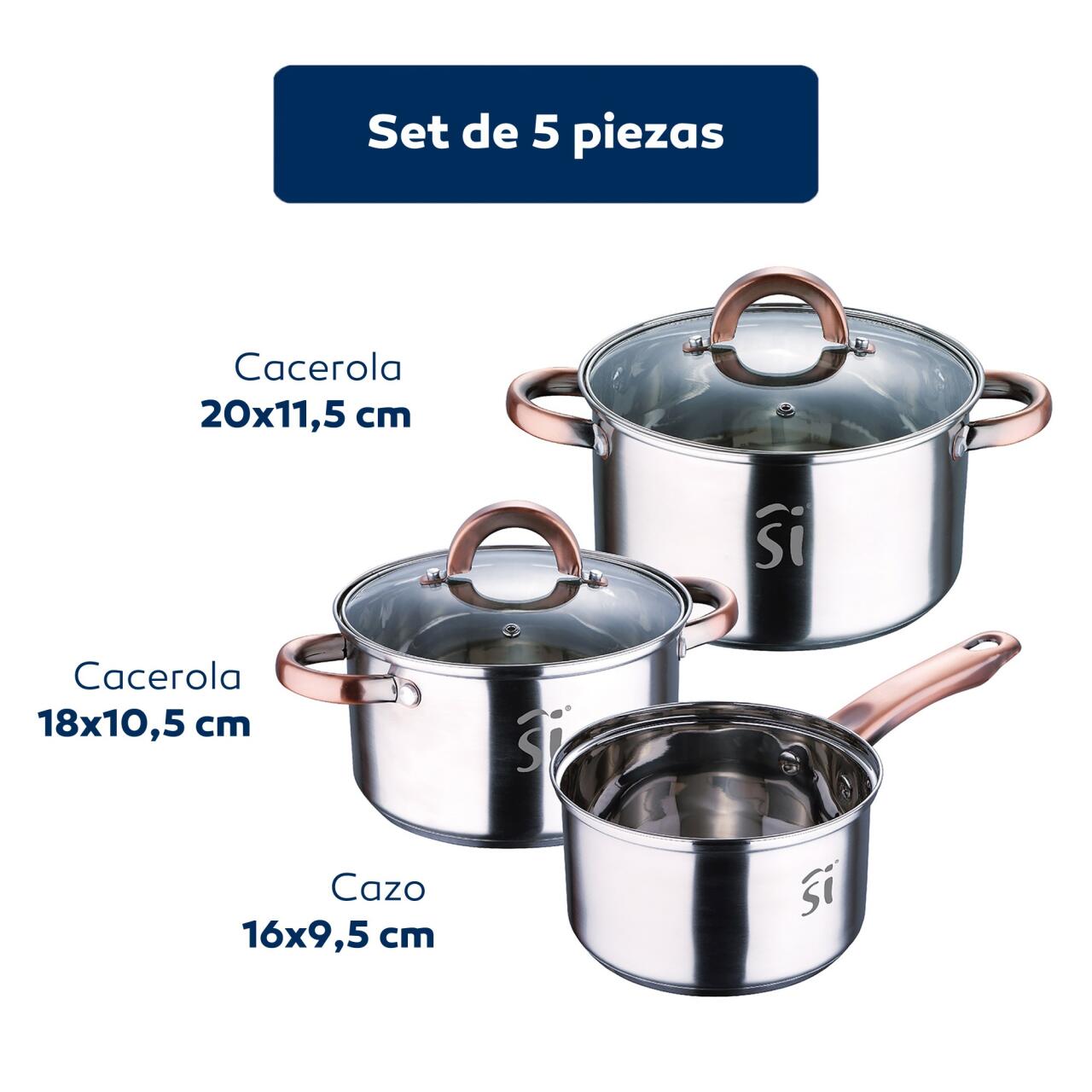 Batería de Cocina 5 Piezas San Ignacio Onil Acero inoxidable