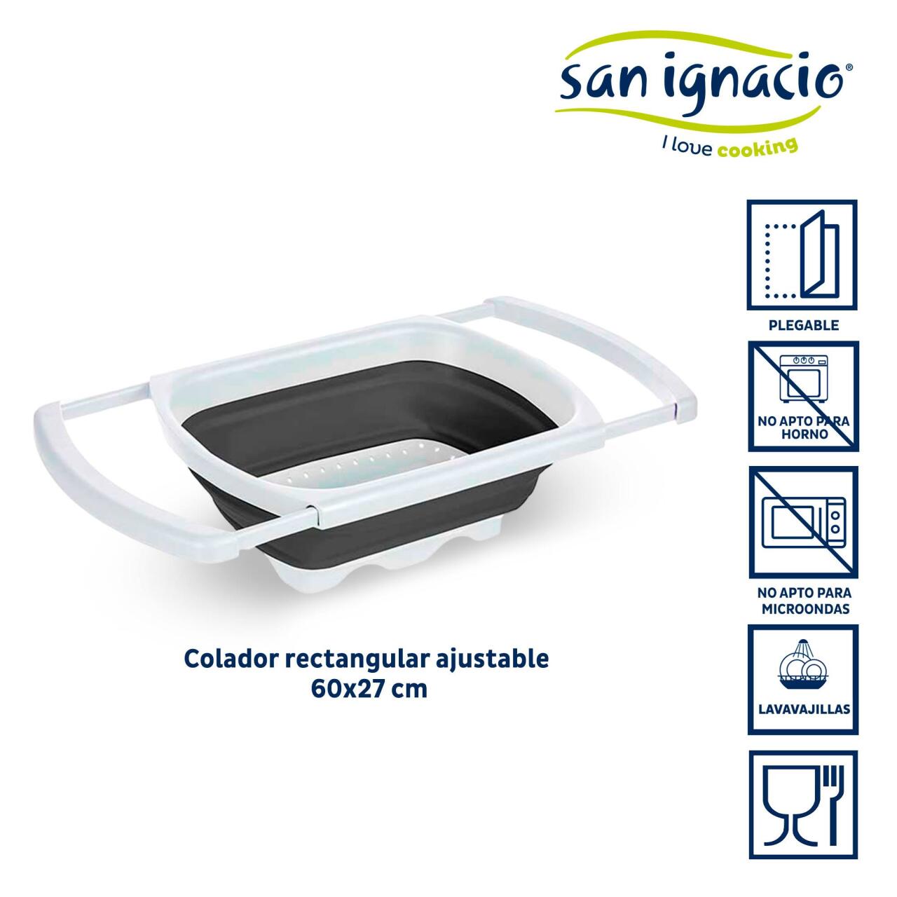 Colador Rectangular Ajustable y Plegable KINVARA de San Ignacio – 26x39 cm