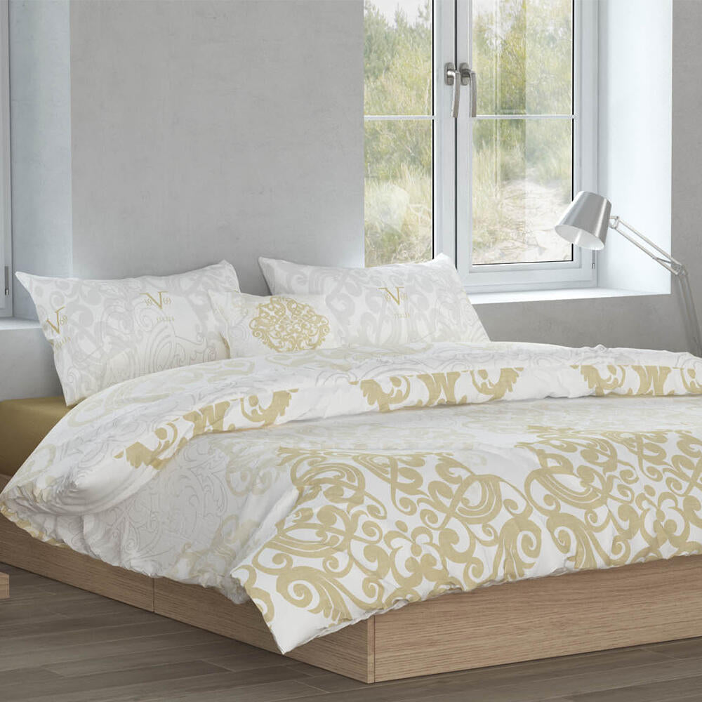 Conjunto Funda Nórdica y 2 Fundas de Almohada para Cama de 150cm, 100% Algodón - Versace 19V69, Oro