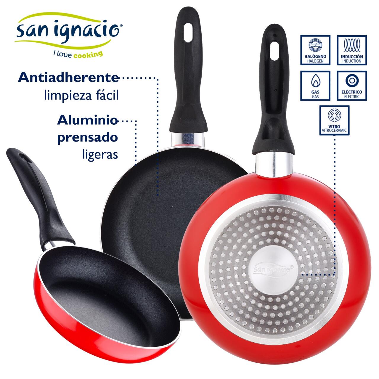 Set de 3 Sartenes San Ignacio Ø16/20/24 cm en Aluminio Prensado - Colección Navy, Apto para Inducción