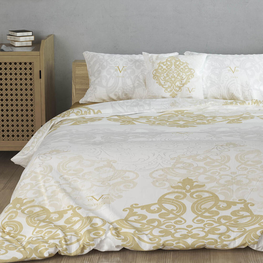 Conjunto Funda Nórdica y 2 Fundas de Almohada para Cama de 150cm, 100% Algodón - Versace 19V69, Oro