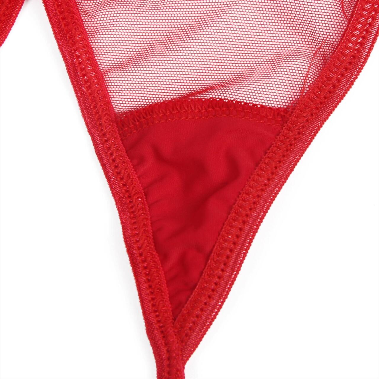 Bragas de liga de encaje transparente rojo - Oh Yeah Lover